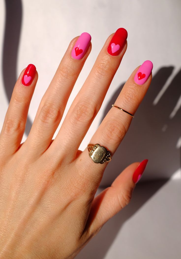 Romantic Heart Nails for Valentine's Day