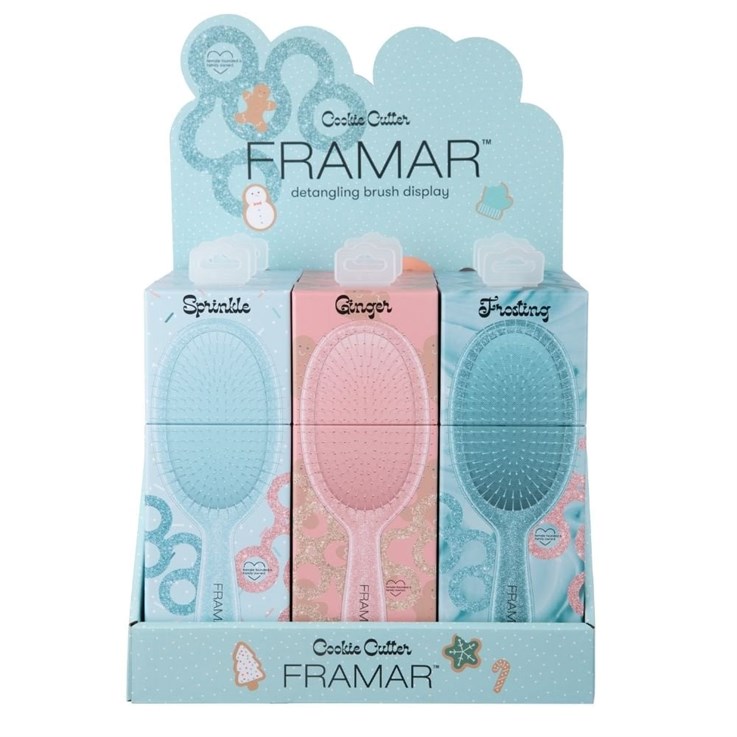 Framar Cookie Cutter Detangle Hair Brush Display - 9 Pack