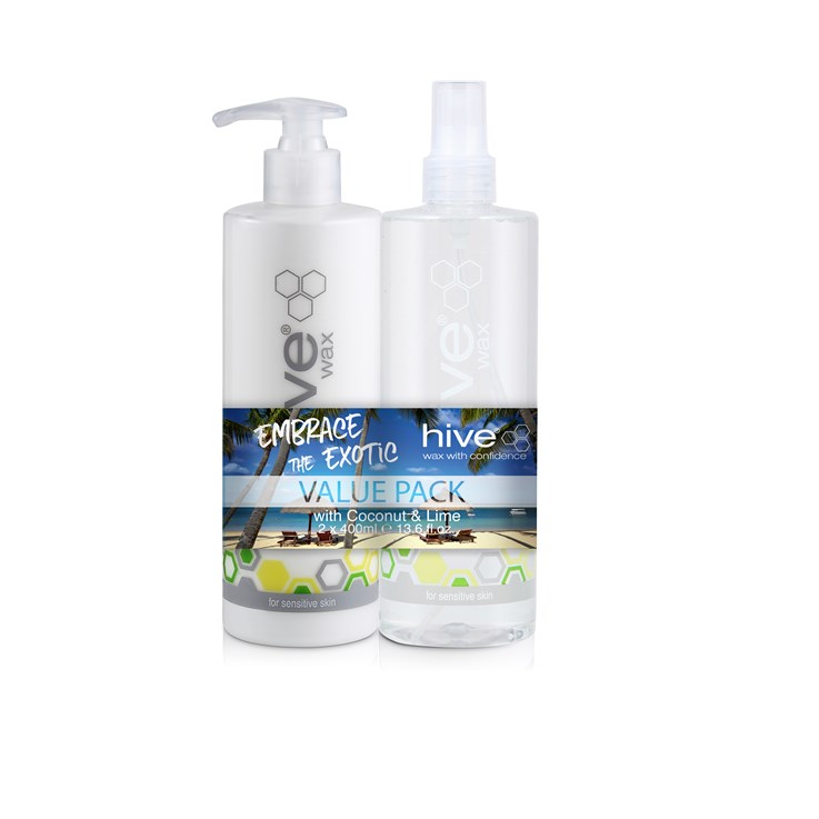 Hive Duo Coconut & Lime Pre Wax Cleansing Spray & After Wax Lotion 400ml