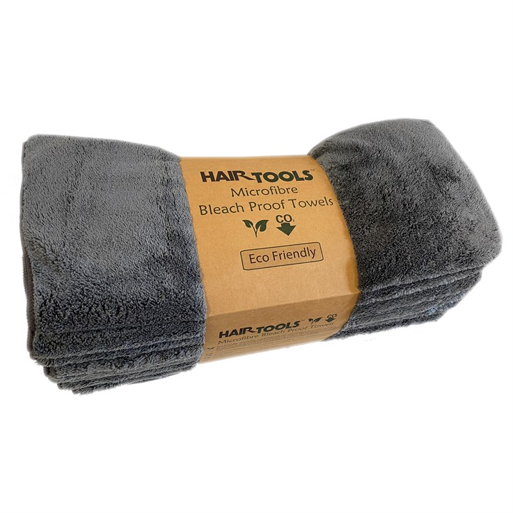 Hair Tools Microfibre Towels Steel Grey 12pk