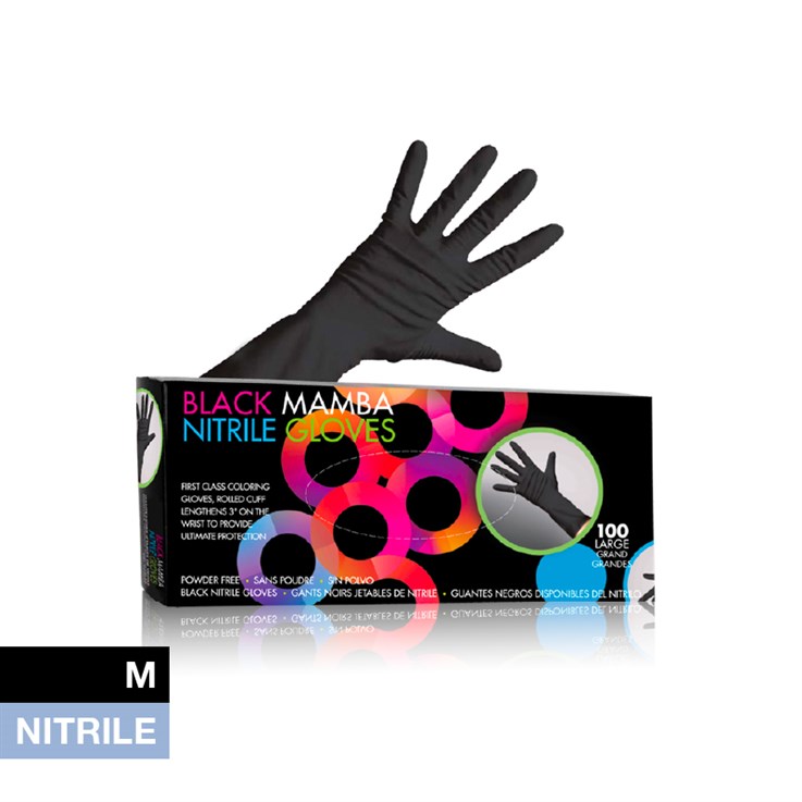Framar Black Mamba Nitrile Gloves Medium (long cuff) 100pk