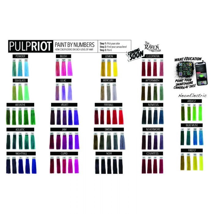 Pulp Riot Paint by Numbers Shade Card