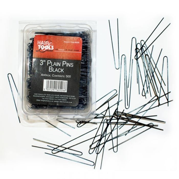 3" Plain Pins Black - 500