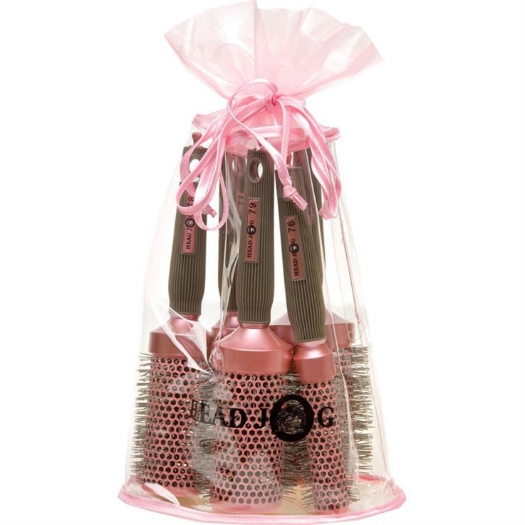 Head Jog Oval Bag and Hair Brush Set - Pink