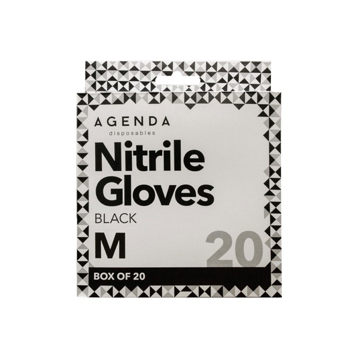 Nitrile Gloves Black Medium 20 pack