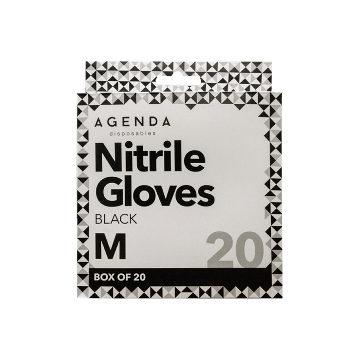 Agenda Nitrile Gloves Black Medium 20 pack