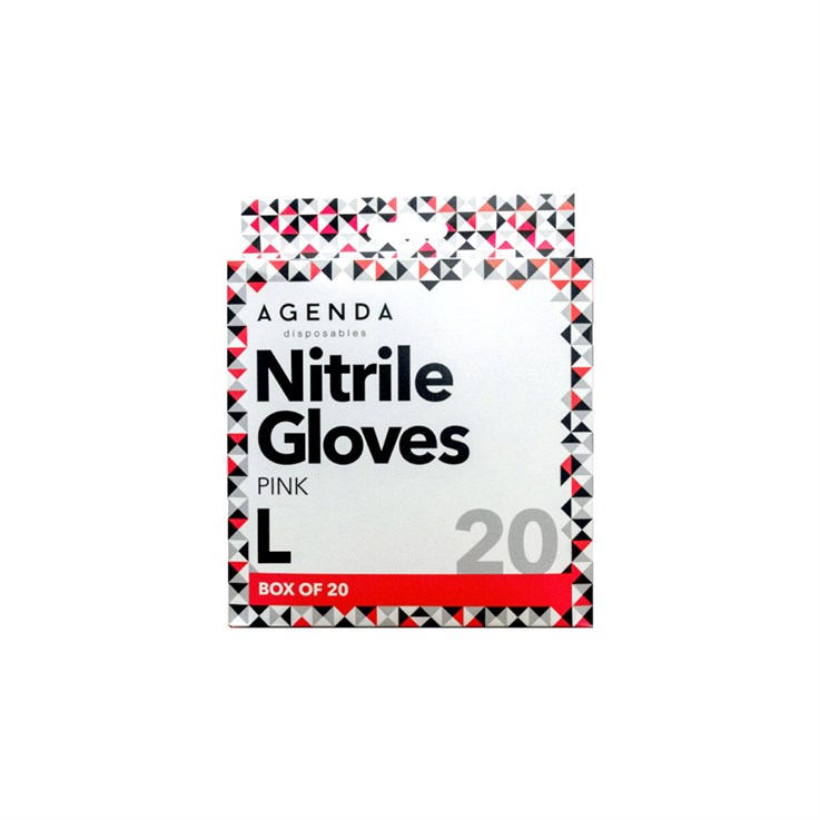 Agenda Nitrile Gloves Pink Large 20 pack