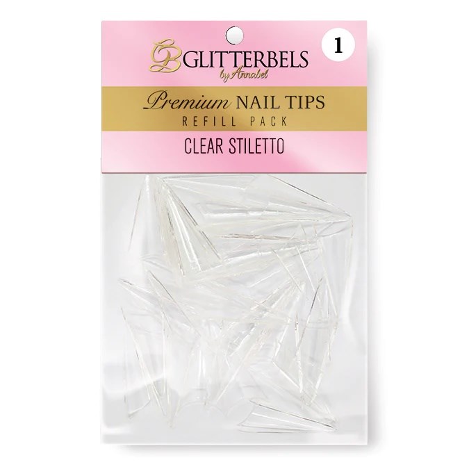 Glitterbels Clear Stiletto Tip Refills - Size 1