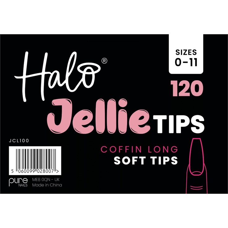 Halo Jellie Nail Tips Coffin Long Mixed