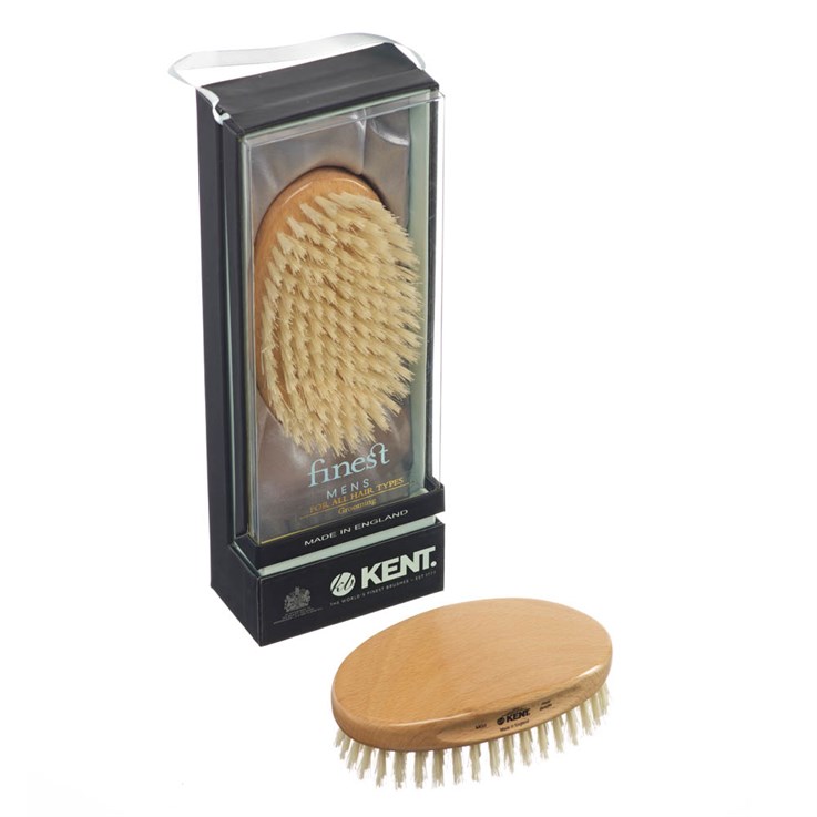 Kent Men's Oval Beechwood White Bristle Grooming Brush