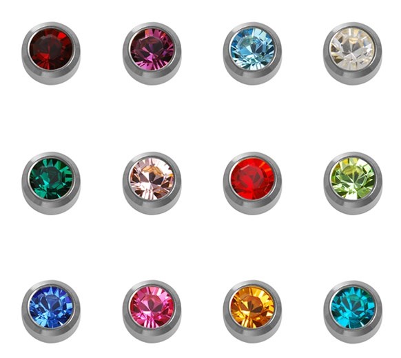 Caflon Regular Titanium Assorted Birthstone Studs