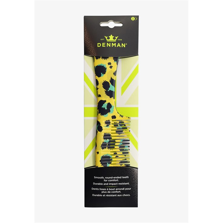 Denman Yellow Leopard Rake Comb