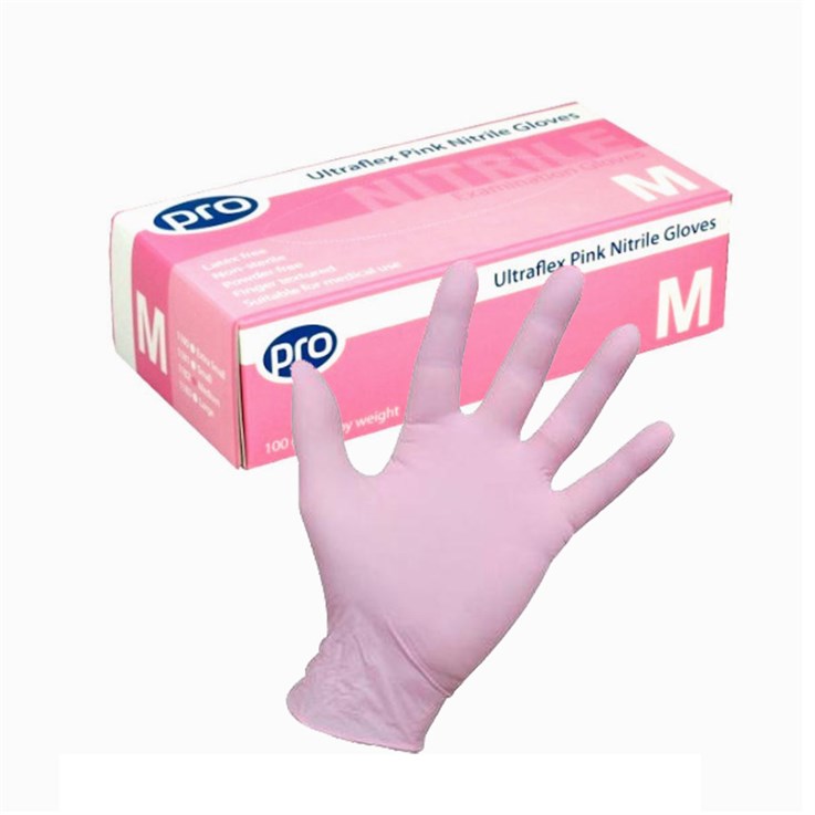 Pink Nitrile Gloves Medium