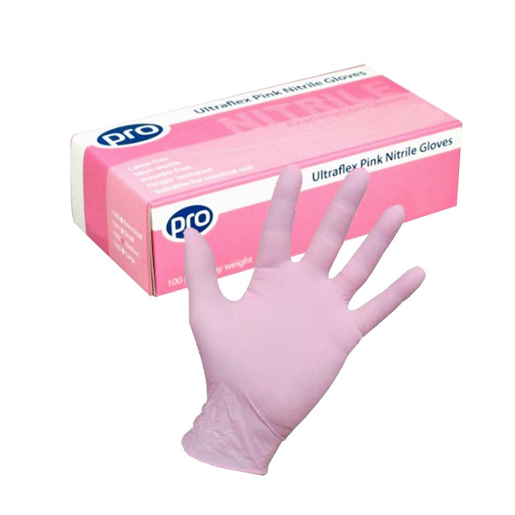 PRO Pink Nitrile Gloves Small