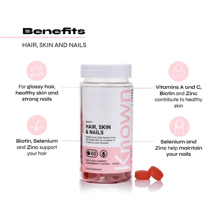 Known Hair, Skin & Nails Beauty Gummies - 60 Count 