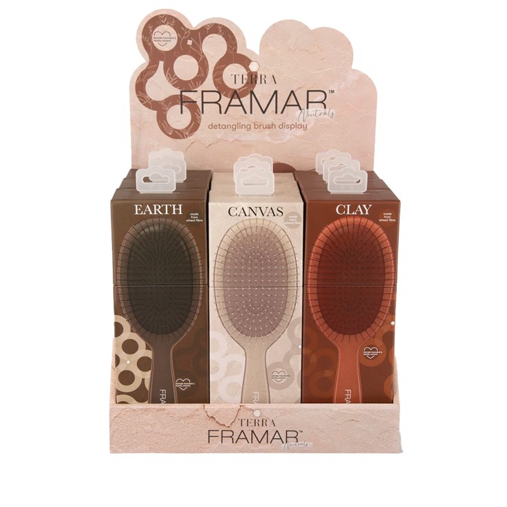 Framar Neutrals Terra 9PC Detangle Brush Display