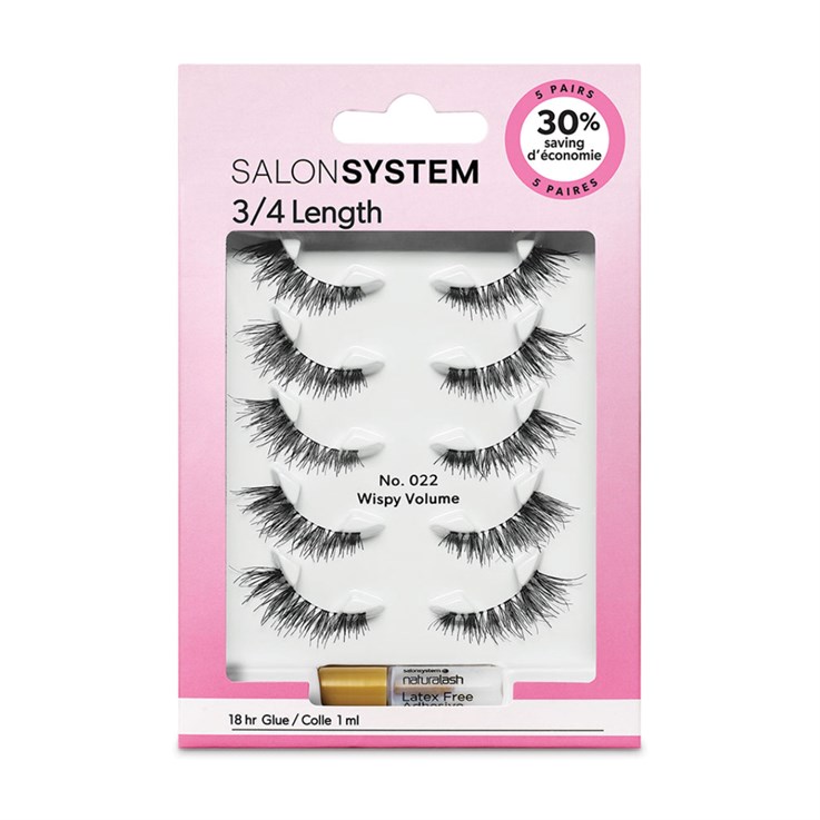 Salon System Strip Lash - 022 3/4 Length 5 Pack