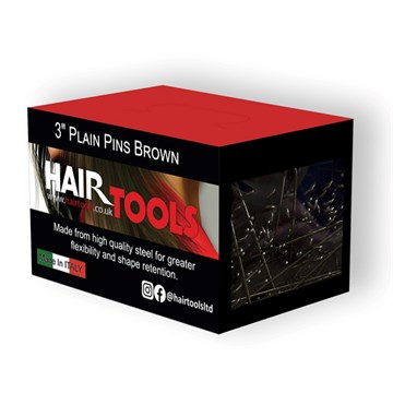 Hair Tools 3" Plain Pins - Brown - 400 Pack