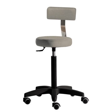 Salon Ambience Gilera Stool With Backrest Black Plastic Base
