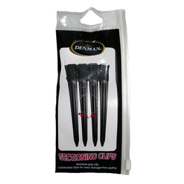 Denman Black Duck Bill Section Clips - 4pk