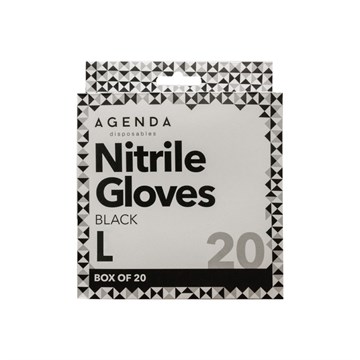 Agenda Nitrile Gloves Black Large 20 pack