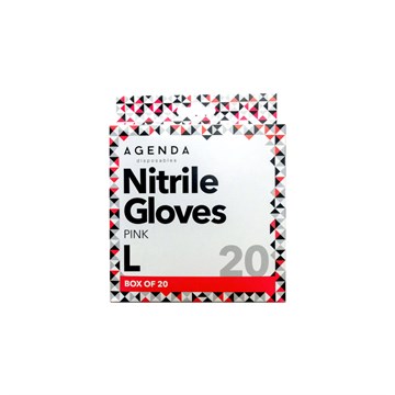 Agenda Nitrile Gloves Pink Large 20 pack