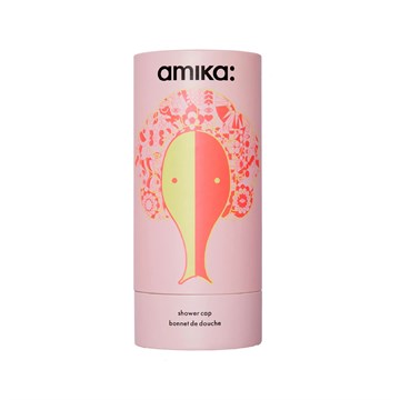 amika pink signature print shower cap