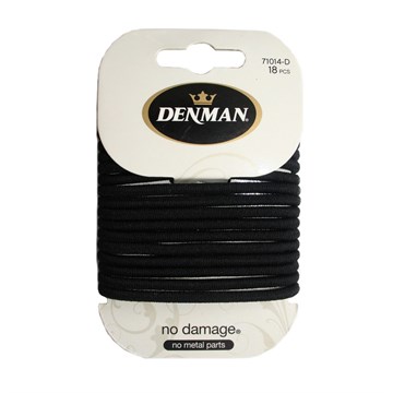 Denman 4mm Large Black Elastics - 18pk