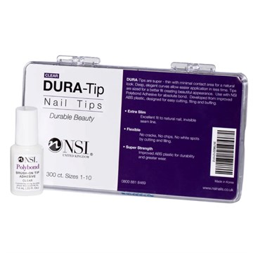 NSI Dura Tip 300 Count Clear with FREE Polybond Glue