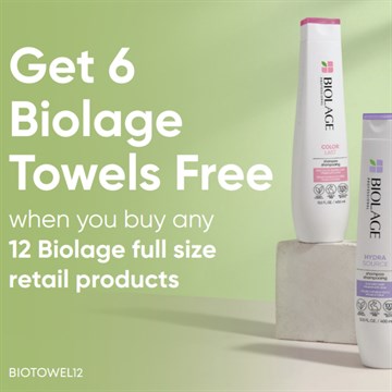 Biolage Free Towels with 12 retail products - BIOTOWEL12