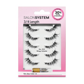 Salon System Strip Lash - 022 3/4 Length 5 Pack