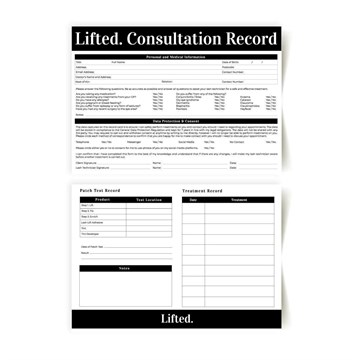 LashBase Lifted. Client Record and Consultation Cards