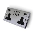 REM Chrome Twin Electrical USB Socket - not wired